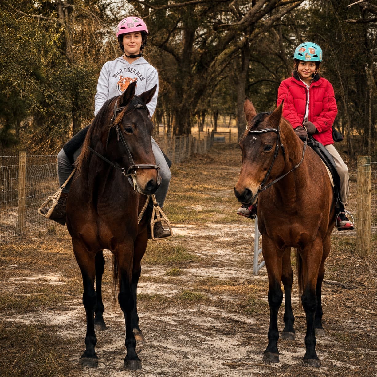 Riders and their horses at Pampa Ranch