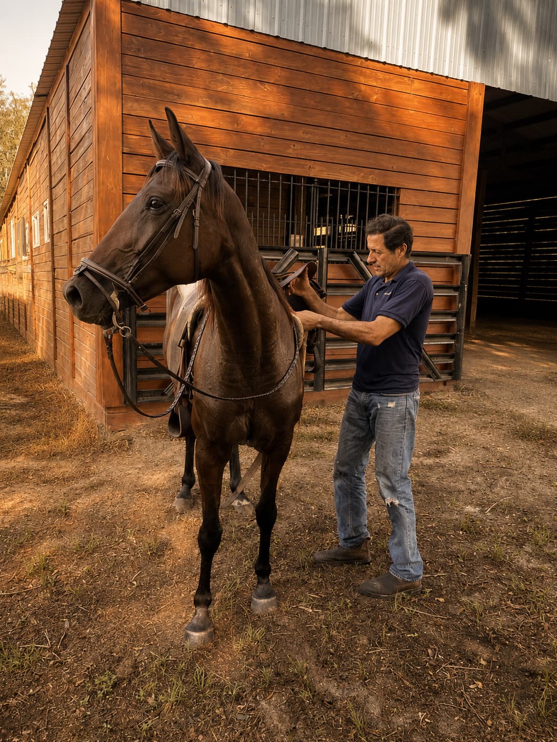 Horse and handler working together